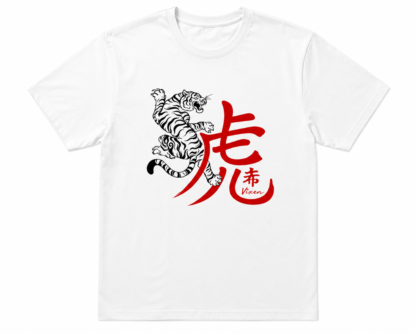 Tiger Spirit Crew Tee – White & Red Edition