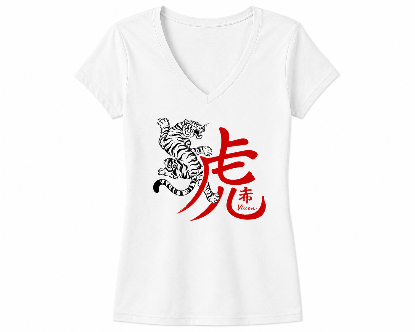 Tiger Spirit V-Neck Tee – White Edition