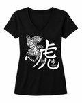 Tiger Spirit V-Neck Tee – Black & White Edition
